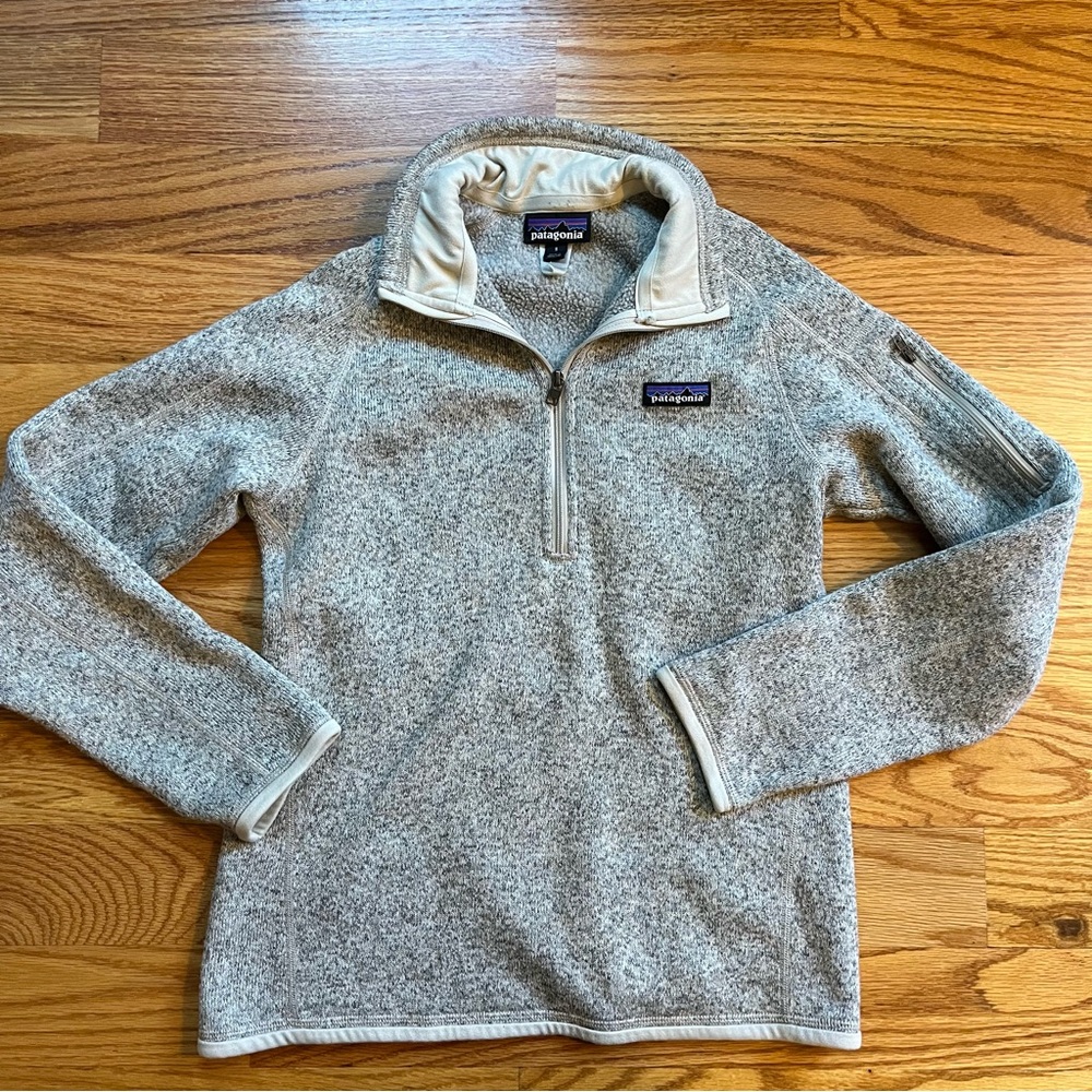 Patagonia light gray better sweater quarter zip size small